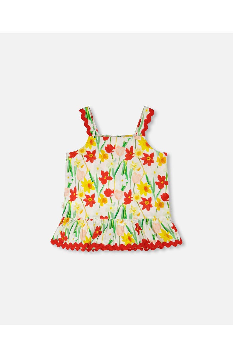 Deux par Deux Sleeveless Viscose Daffodil Top, Alternate, color, White Printed Daffodils
