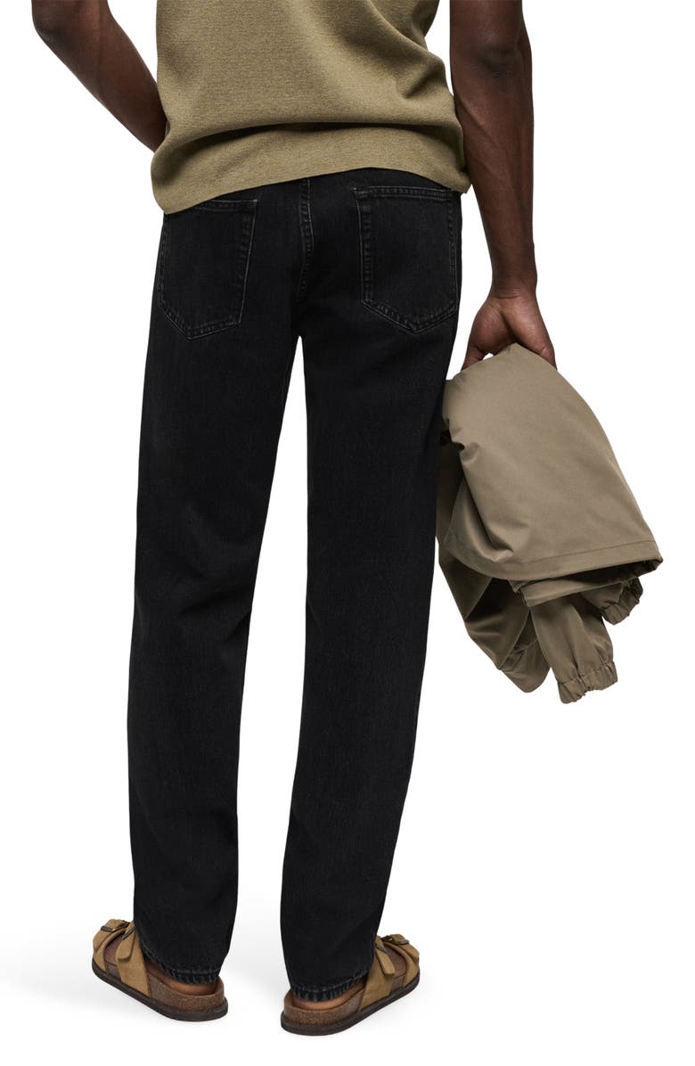 MANGO Bob Straight Leg Jeans, Alternate, color, Black Denim