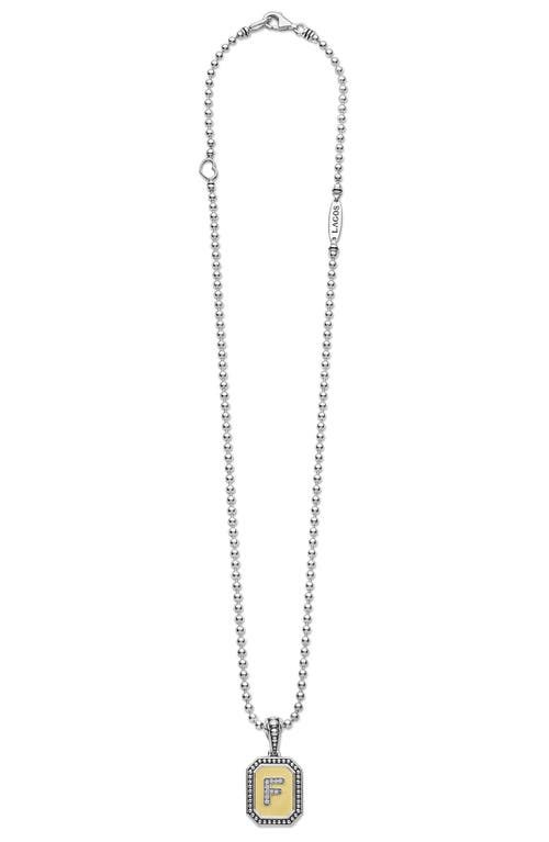 Lagos Signature Caviar Diamond Initial Pendant Necklace In Two-tone F
