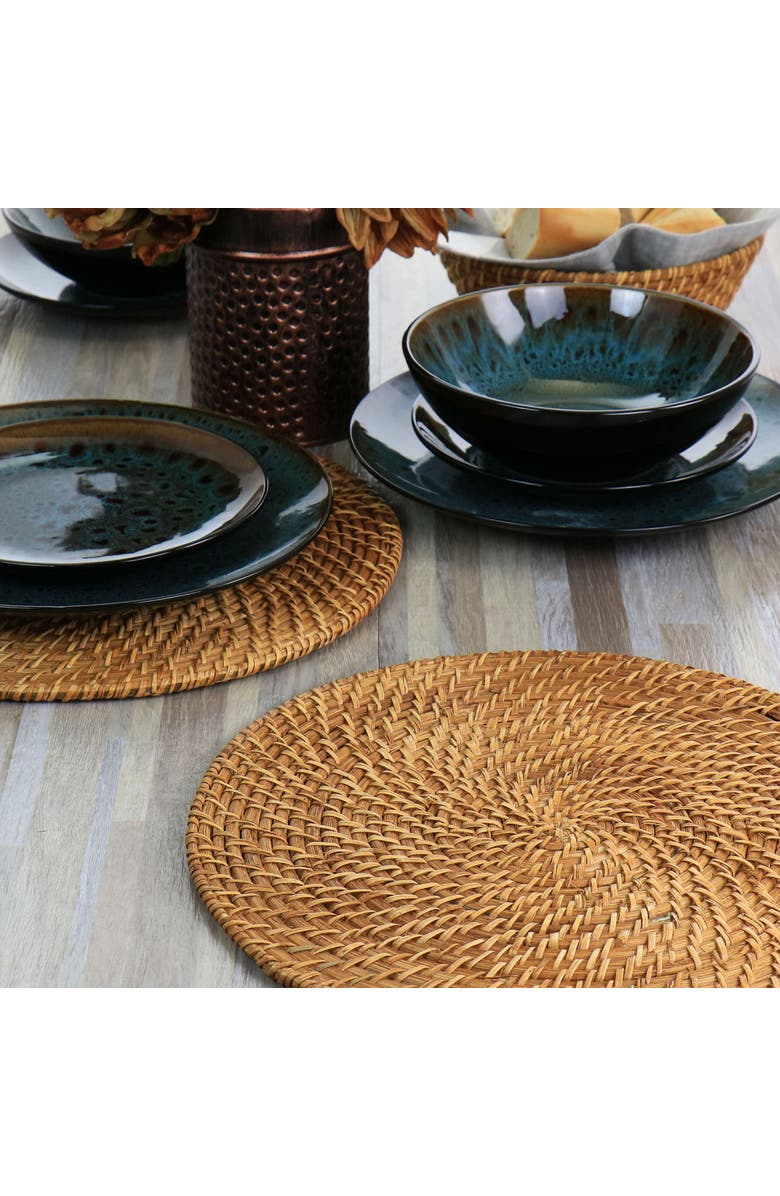 MARTHA STEWART 14 Inch Rattan Woven Circular Placemat, Alternate, color, Brown