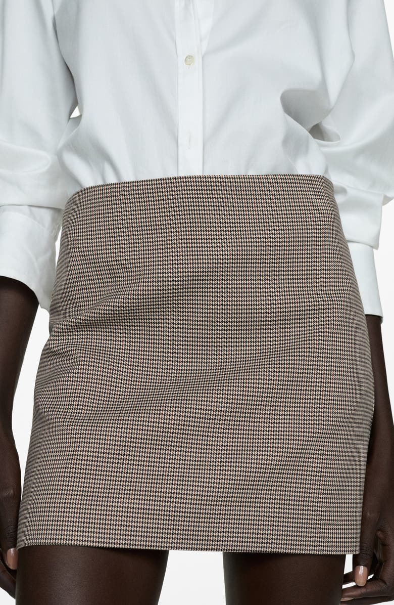 MANGO Houndstooth Miniskirt, Alternate, color, Brown