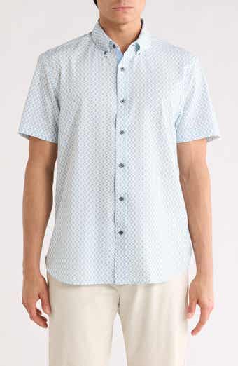 CONSTRUCT Slim Fit Zigzag Short Sleeve Button-Down Shirt