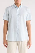 CONSTRUCT Slim Fit Zigzag Short Sleeve Button-Down Shirt