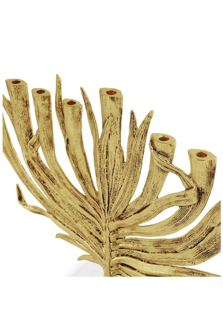 Palm Medium Menorah, Alternate, color, GOLD