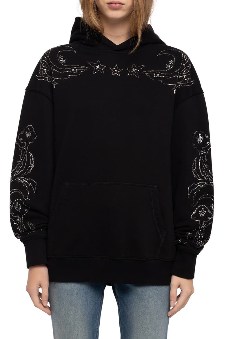 Sweela Strass Hoodie, Main, color, BLACK