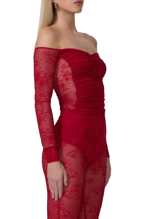 Odilla Lace Inset Off the Shoulder Top