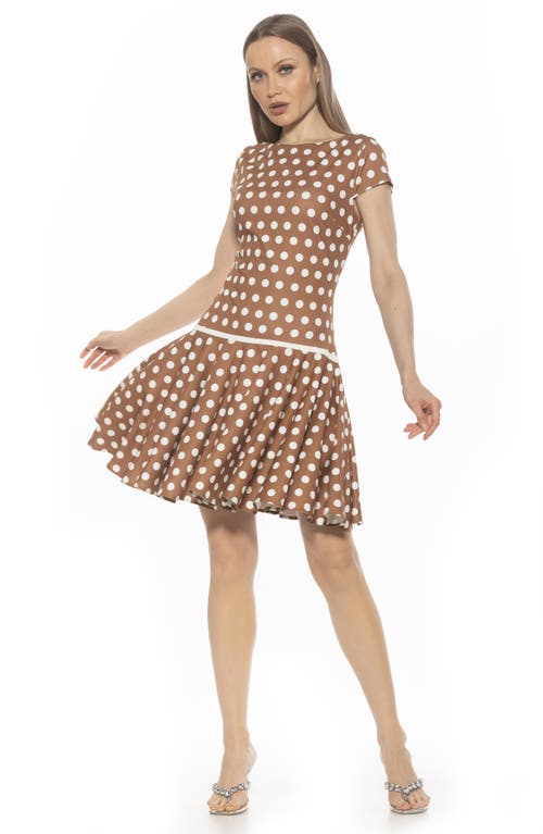 Alexia Admor Drop Waist Dress In Camel Polka