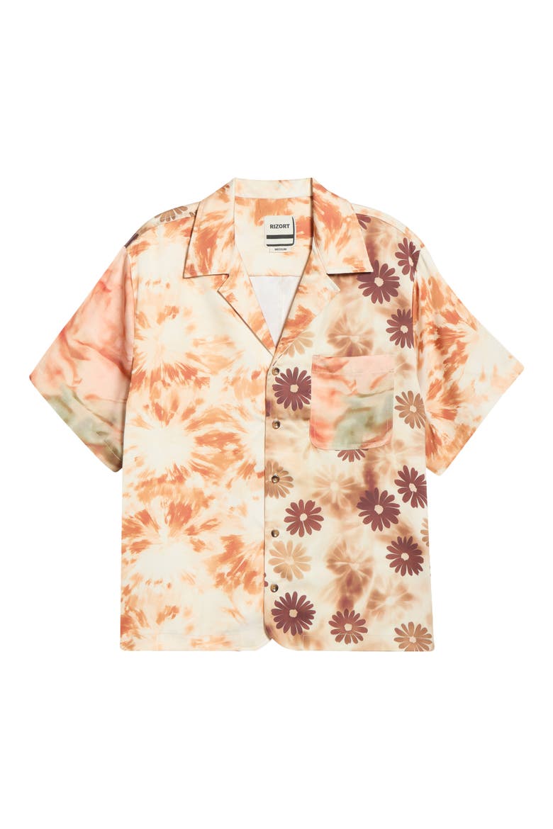 Daisy Colorblock Camp Shirt, Alternate, color, ORANGE