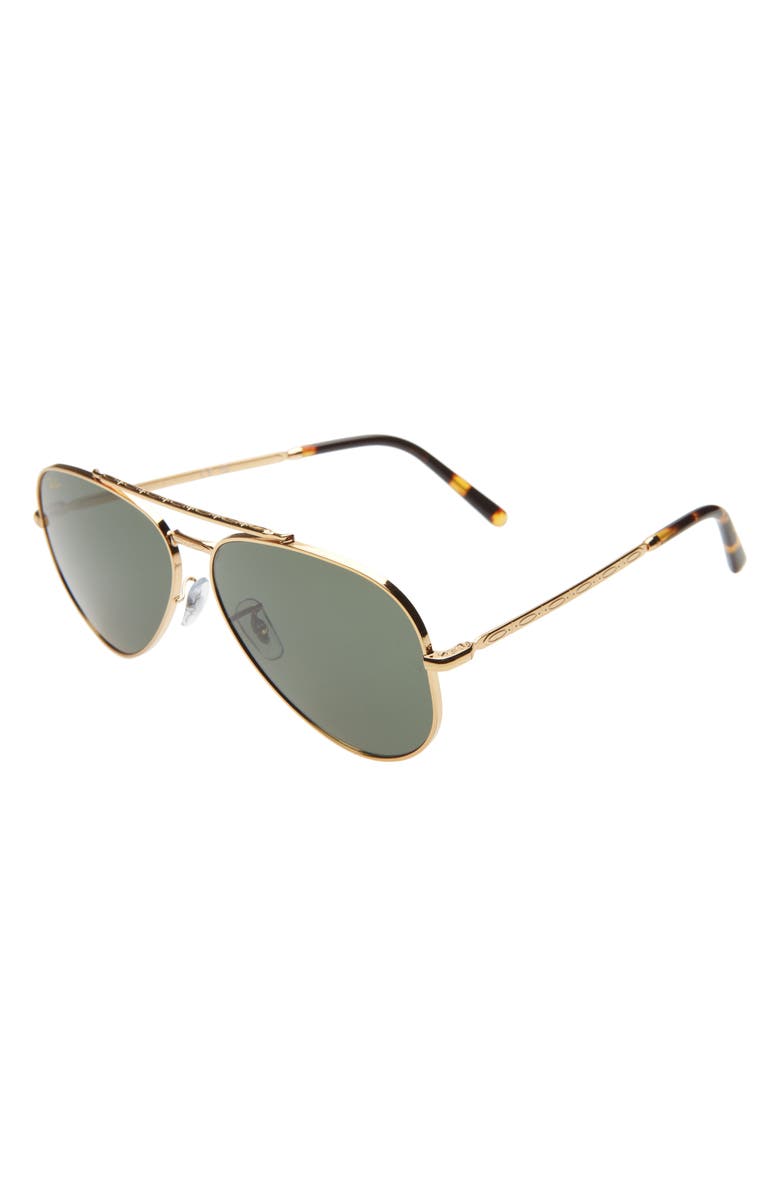 Ray-Ban New Aviator 62mm Oversize Pilot Sunglasses, Alternate, color, Legend Gold / Green