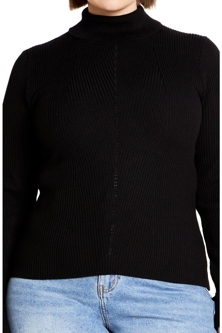 Kiki Rib Mock Neck Sweater, Alternate, color, BLACK