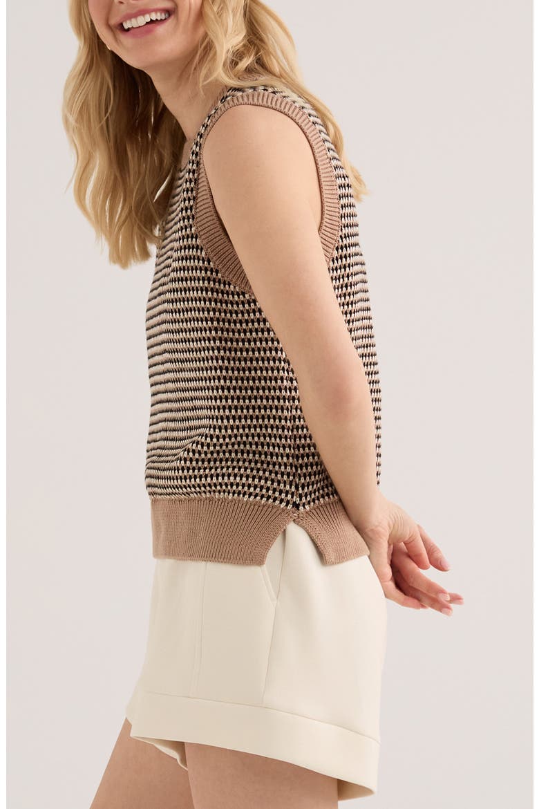 Knowles Texture Knit Sweater Vest, Alternate, color, WARM TAUPE MULTI STITCH