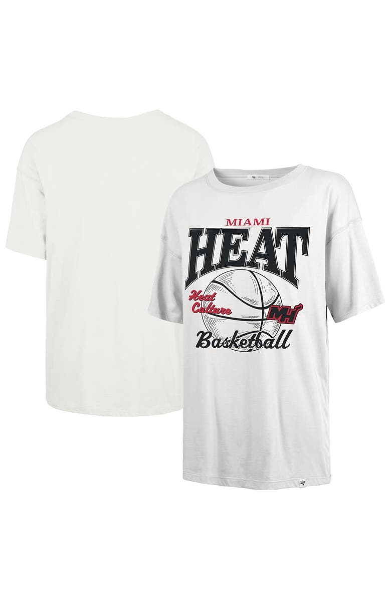 '47 Women's '47 White Miami Heat City Edition Down Court Sadie T-Shirt, Alternate, color, White