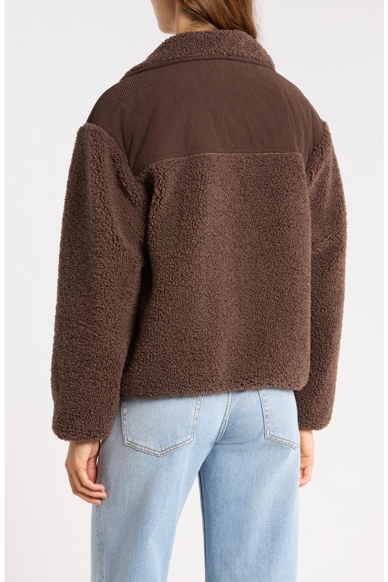 Corduroy & Faux Shearling Jacket, Alternate, color, CHOCOLATE BROWN