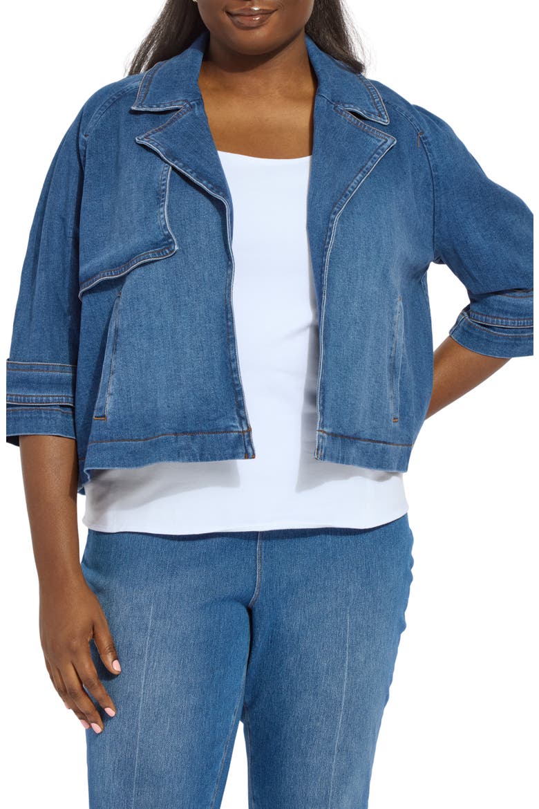 Jeanne Crop Trench Jacket, Main, color, MID WASH