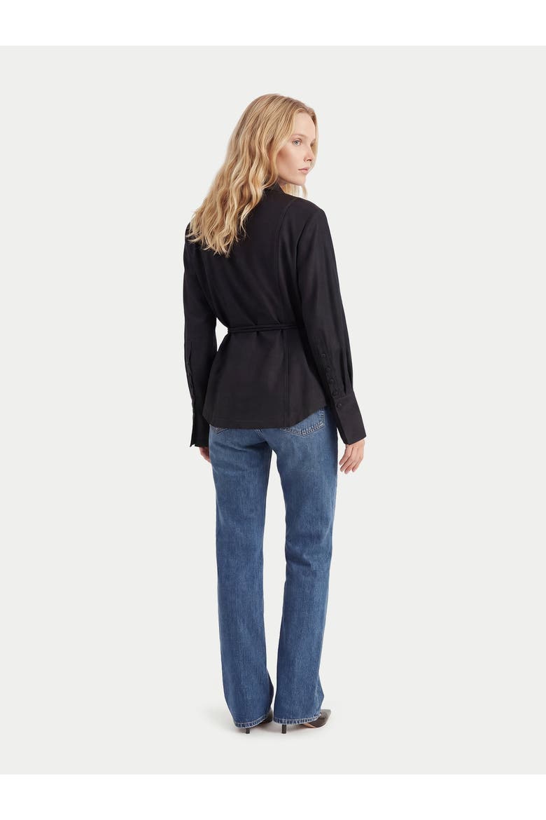 Cashmere Stand-Collar Shirt, Alternate, color, black