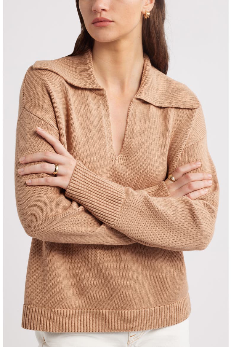 Stripe Cotton & Cashmere Sweater, Main, color, CAMEL