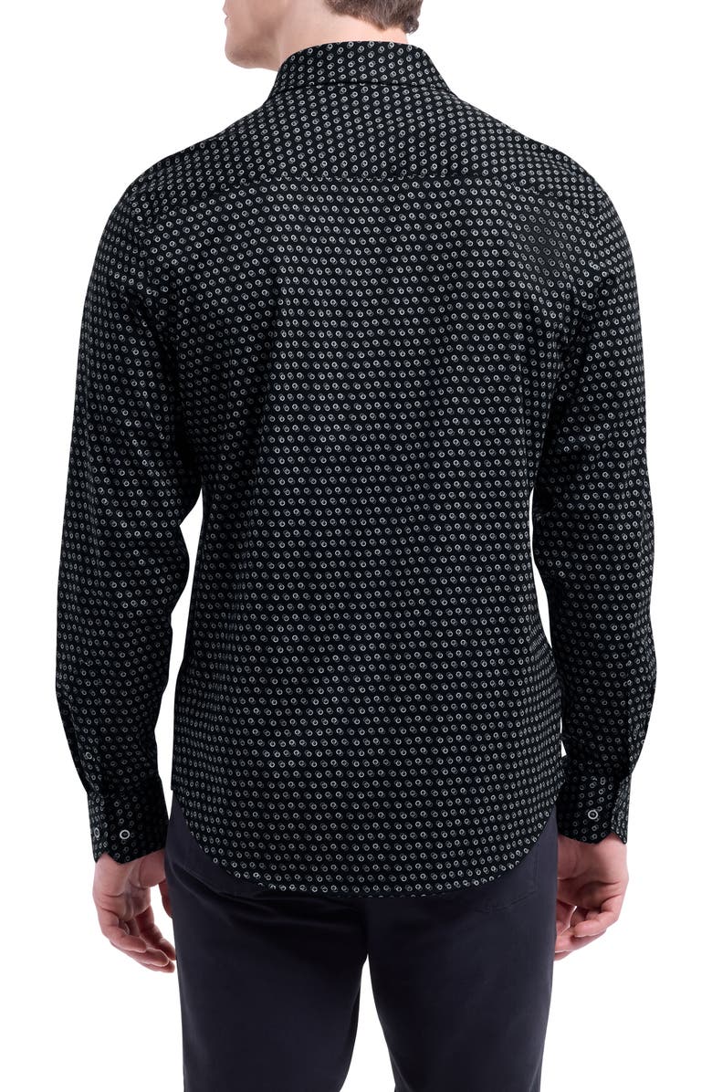 Bugatchi Jimmy OoohCotton<sup>®</sup> Geo Print Button-Up Shirt, Alternate, color, Black