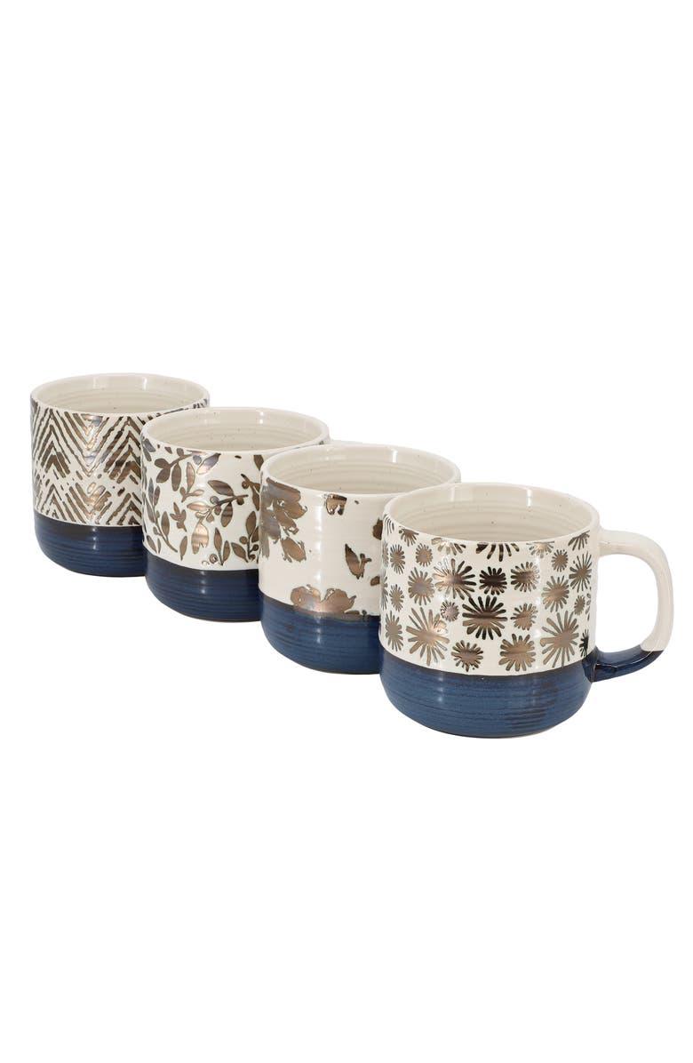 Gibson Home Spruce Garden Assorted 4 Piece 17 Ounce Stoneware Mug Set, Main, color, White