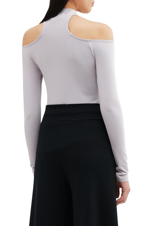Two Lines By Marcella Cairo Cutout Mock Neck Top In Storm Gray