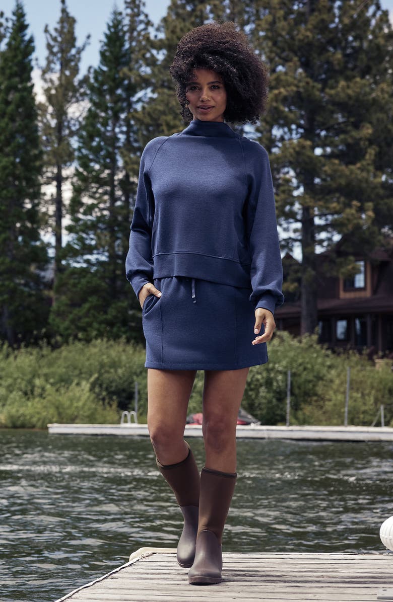 TravisMathew Delightful Drawstring Miniskirt, Alternate, color, Heather Navy Blazer