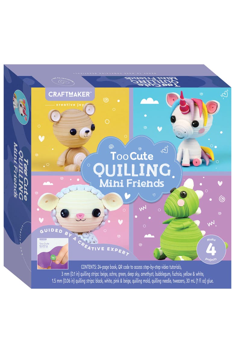 Too Cute, Quilling Mini Friends, DIY Adult Skill Learning Kit, Main, color, Multicolored