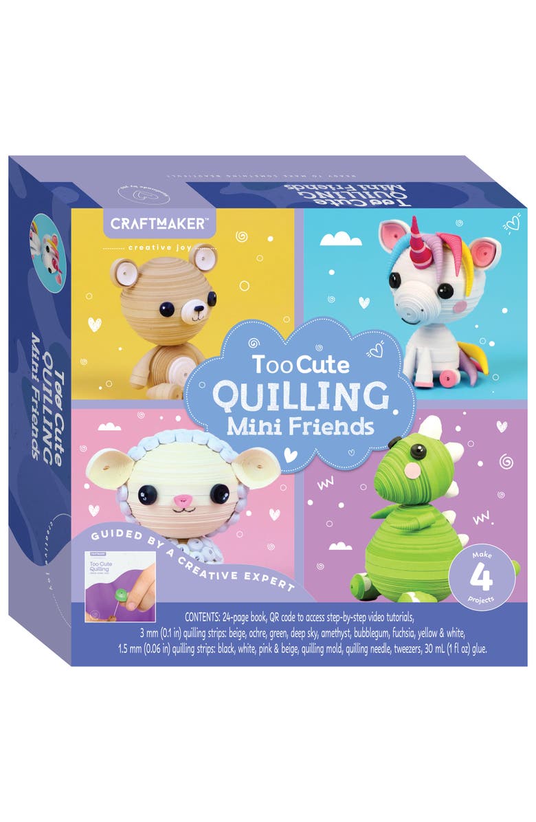 Craft Maker Too Cute, Quilling Mini Friends, DIY Adult Skill Learning Kit, Main, color, Multicolored