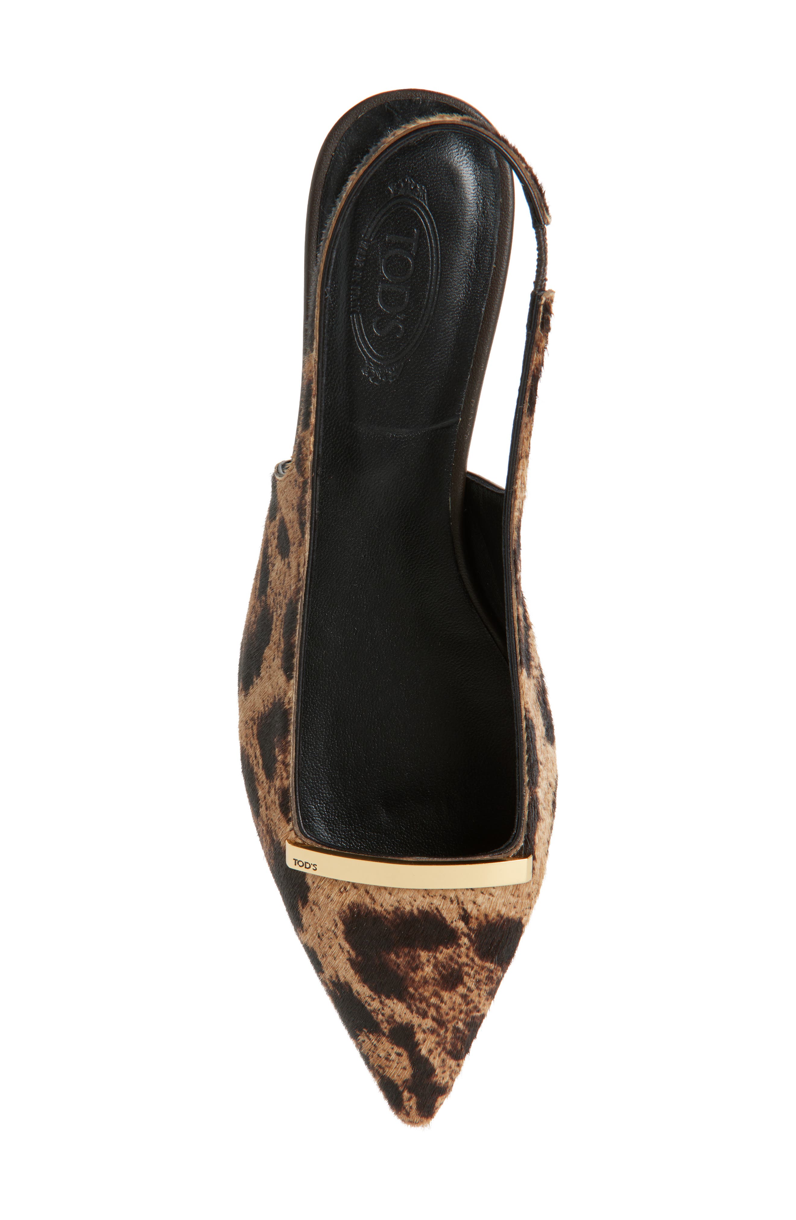 Tod
s Barretta Genuine Calf Hair Pointed Toe Slingback Flat, Alternate, color, Cammello Chiaro