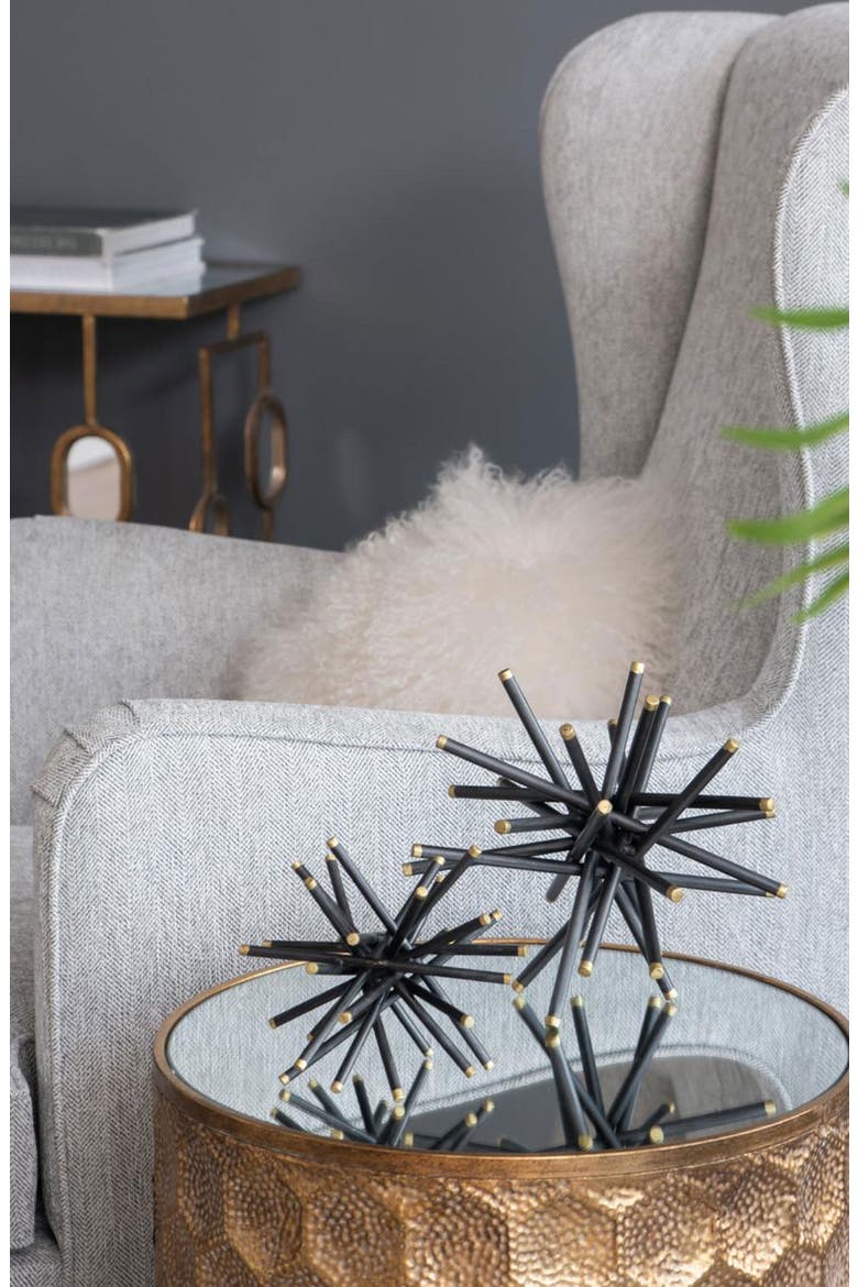 Set of 3 Black Caper Metal Accent Statues, Alternate, color, BLACK