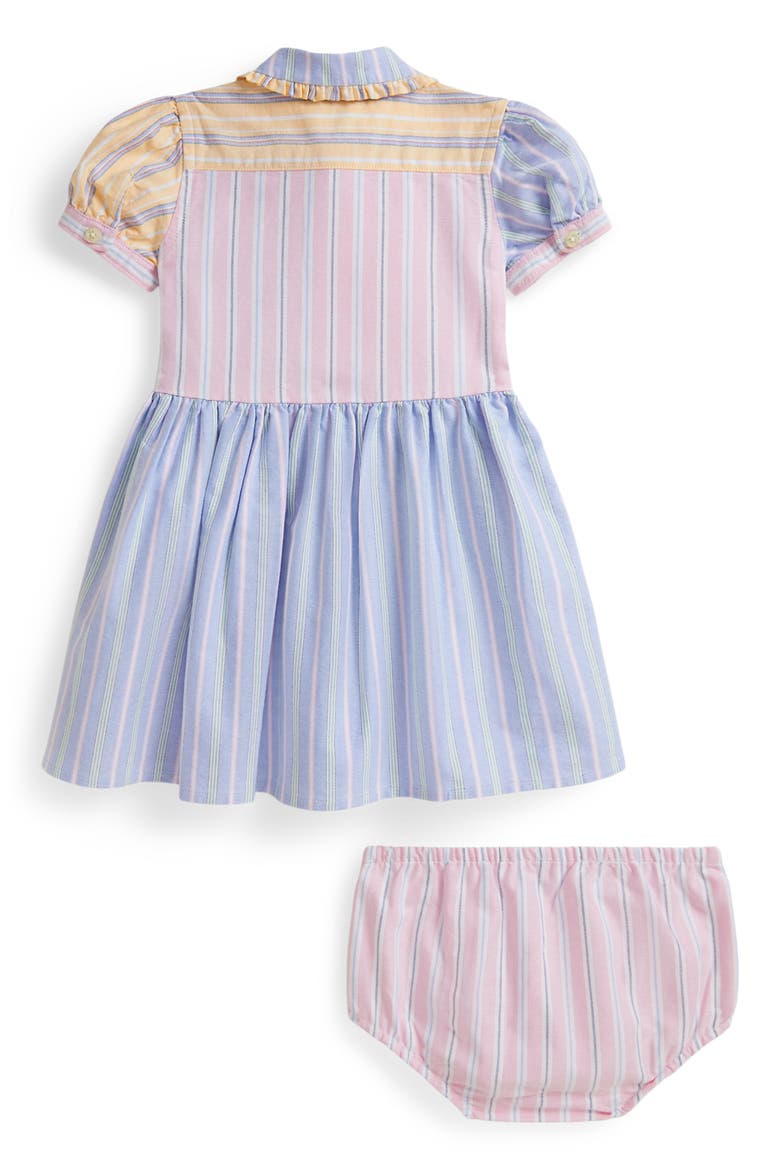 Oxford Stripe Cotton Piqué Shirtdress & Bloomers, Alternate, color, MULTI