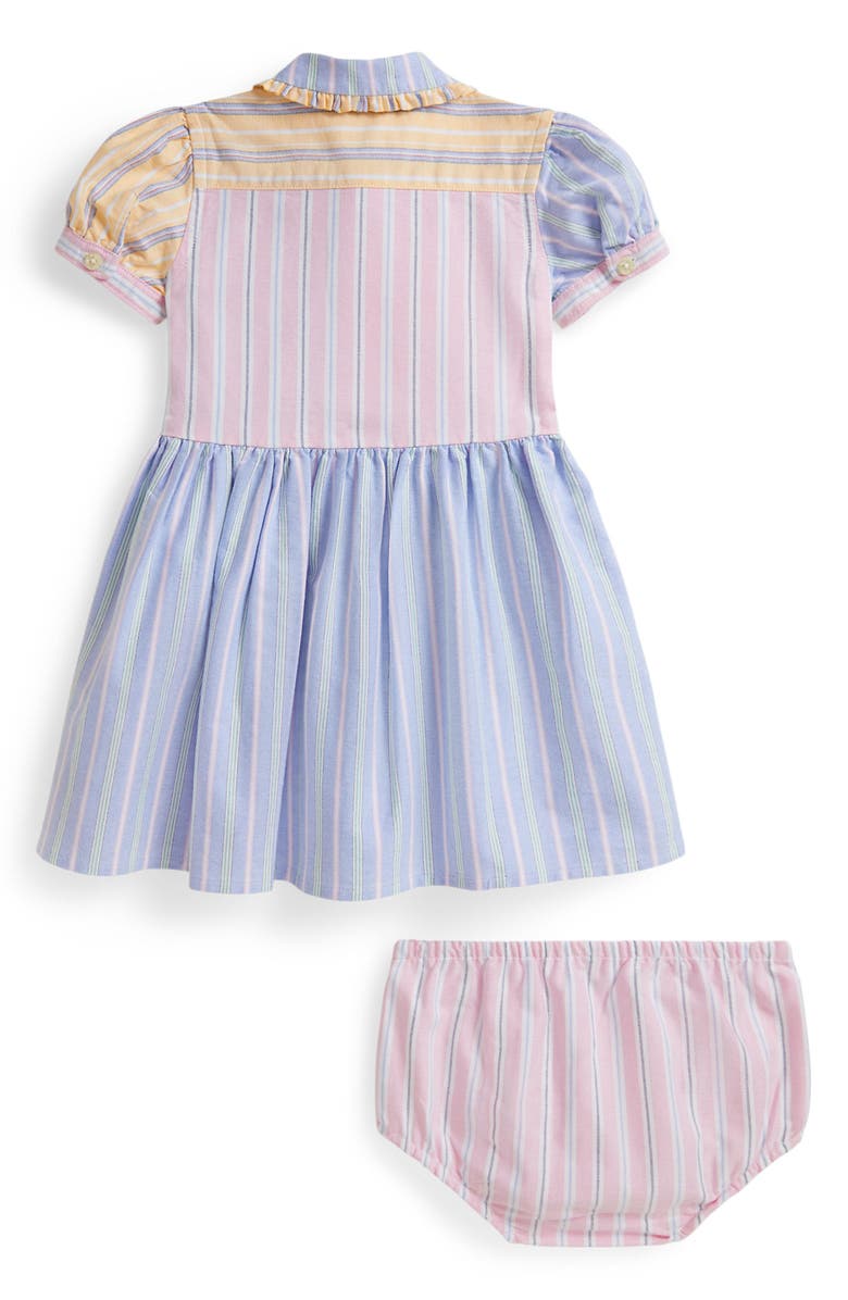 Ralph Lauren Oxford Stripe Cotton Piqué Shirtdress & Bloomers, Alternate, color, Blue Pink Yellow Multi
