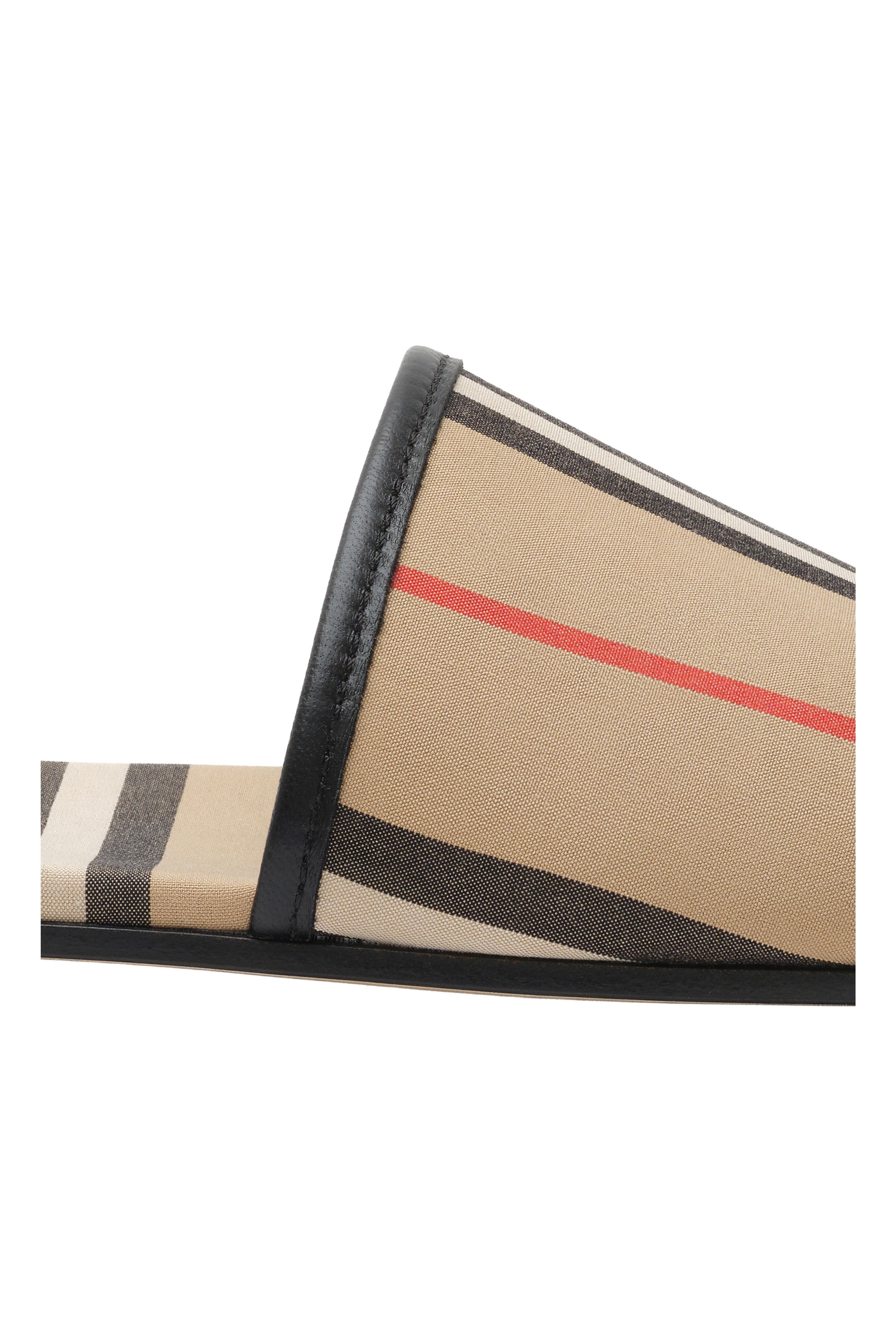 Burberry Icon Stripe Cotton Slides, Alternate, color, Archive Beige
