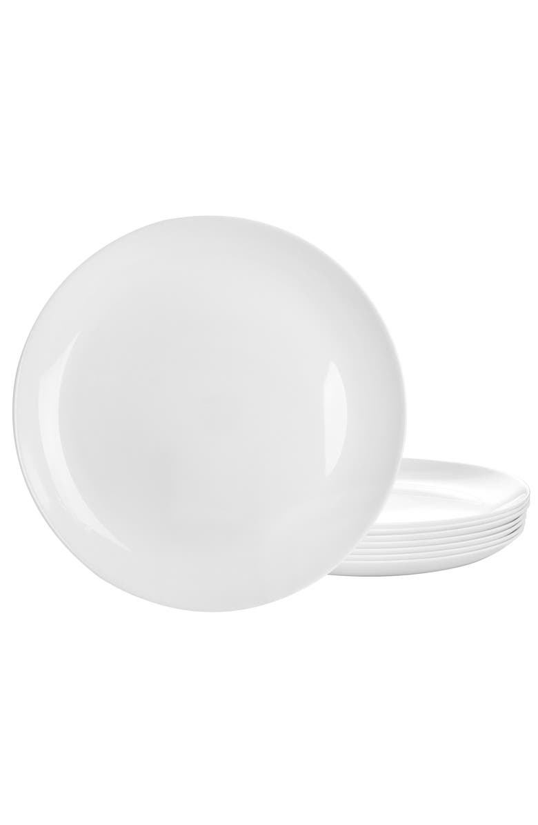 Gibson Ultra Ultra Olstead 8 Piece Break-Resistant Tempe Opal Glass Dinner Plate Set, Main, color, 