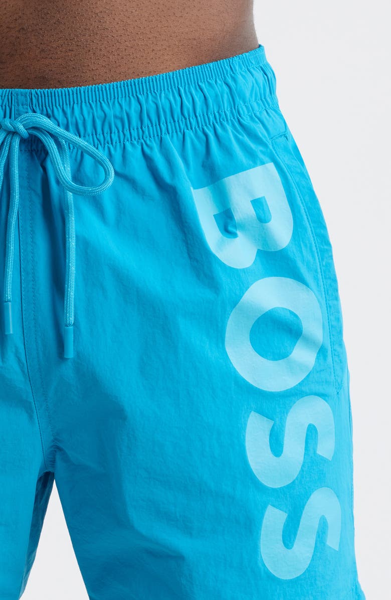 BOSS Octopus Swim Trunks, Alternate, color, Turquoise Blue