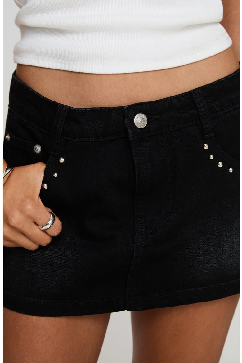 Symphony Stud Detail Denim Skort, Alternate, color, BLACK