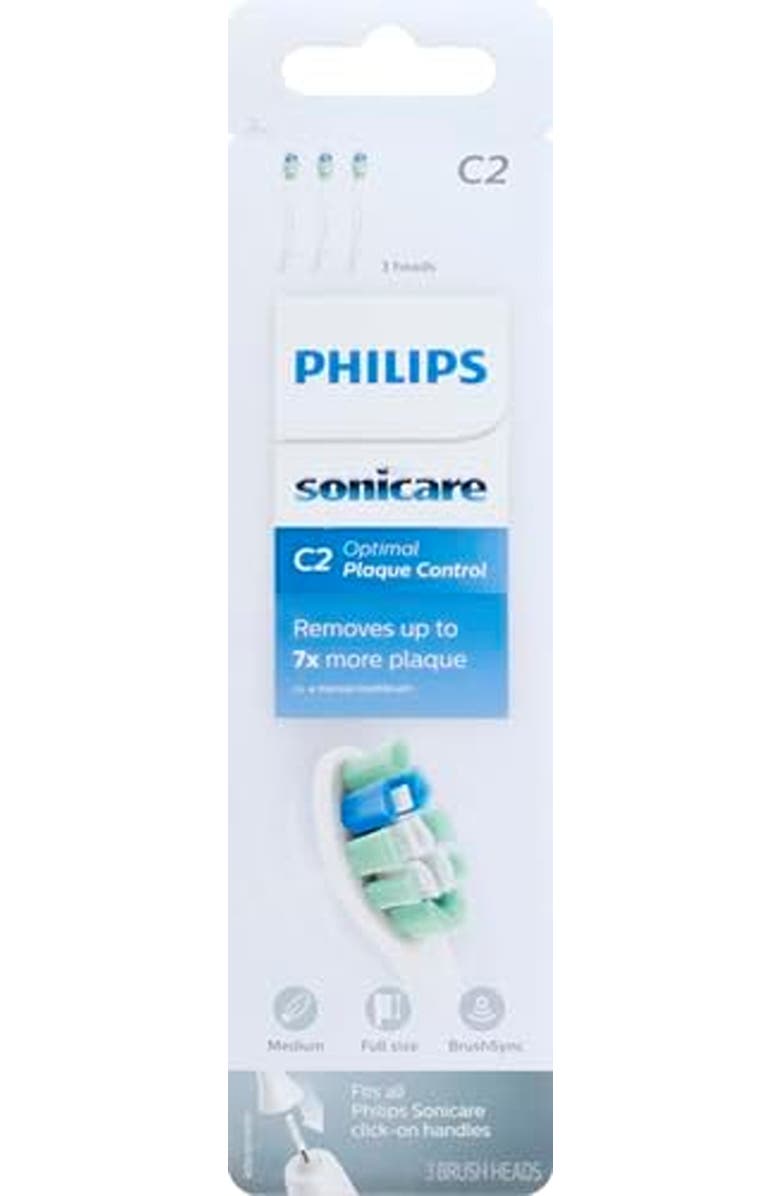 Philips Sonicare C2 Optimal Plaque Control Brush Heads 3 Pack White, Alternate, color, White