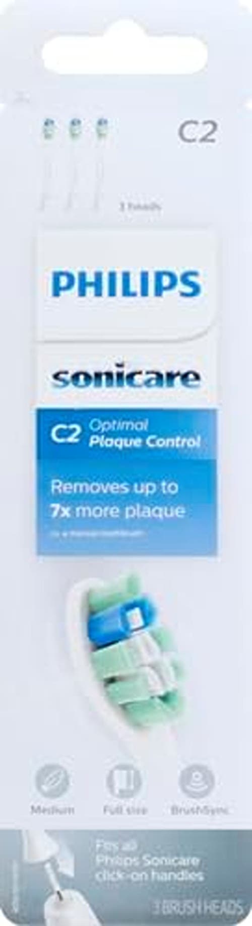 Philips Sonicare C2 Optimal Plaque Control Brush Heads 3 Pack White In White