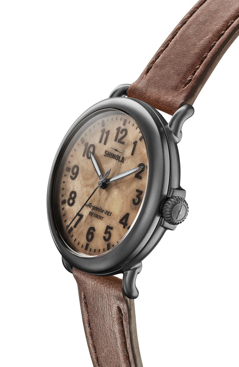 Shinola Runwell Petoskey Leather Strap Watch, 41mm, Alternate, color, Petoskey