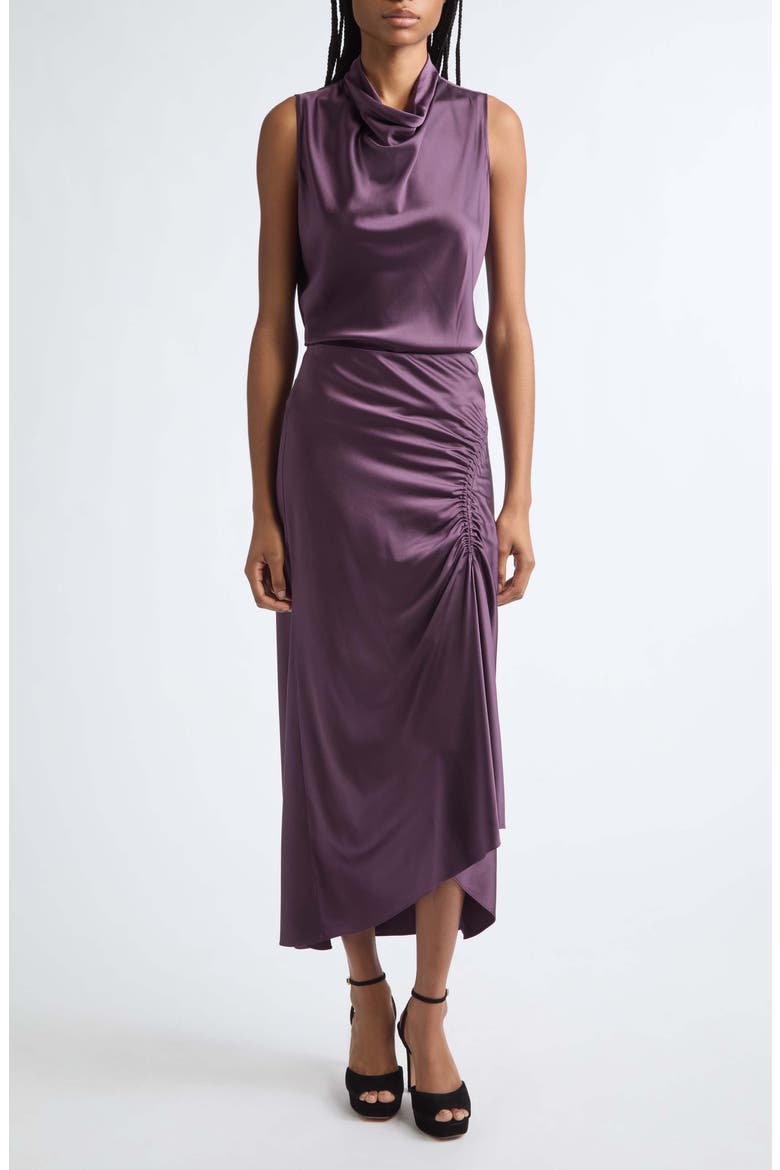 Tam Cowl Neck Silk Shell, Alternate, color, DARK EGGPLANT