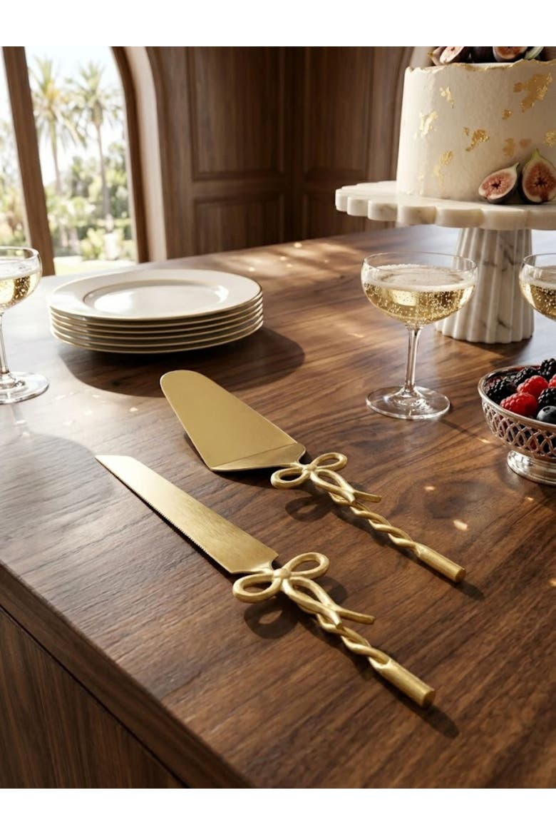 Imperial Cake Servers, Alternate, color, Gold