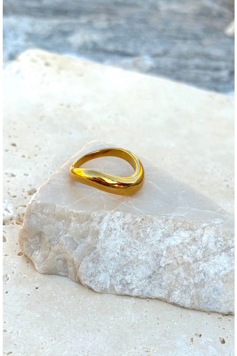 18K Gold Plated Wavy Band Ring, Alternate, color, GOLD