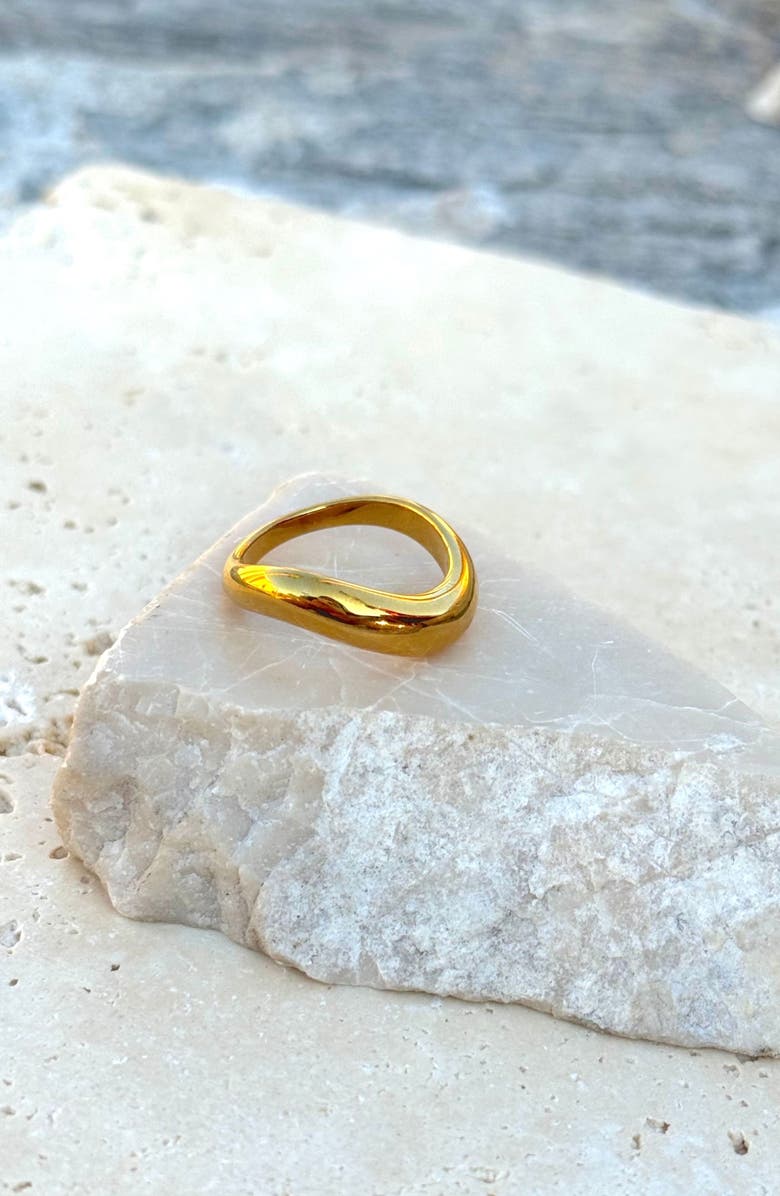 Adornia 18K Gold Plated Wavy Band Ring, Alternate, color, Gold