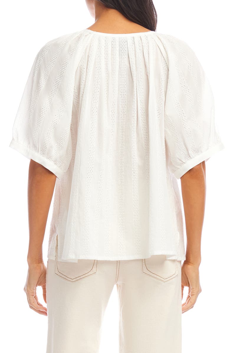 Karen Kane Embroidered Cotton Button-Up Peasant Top, Alternate, color, Off White
