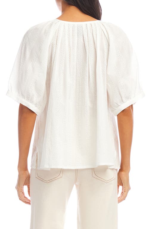 Karen Kane Embroidered Cotton Button-up Peasant Top
