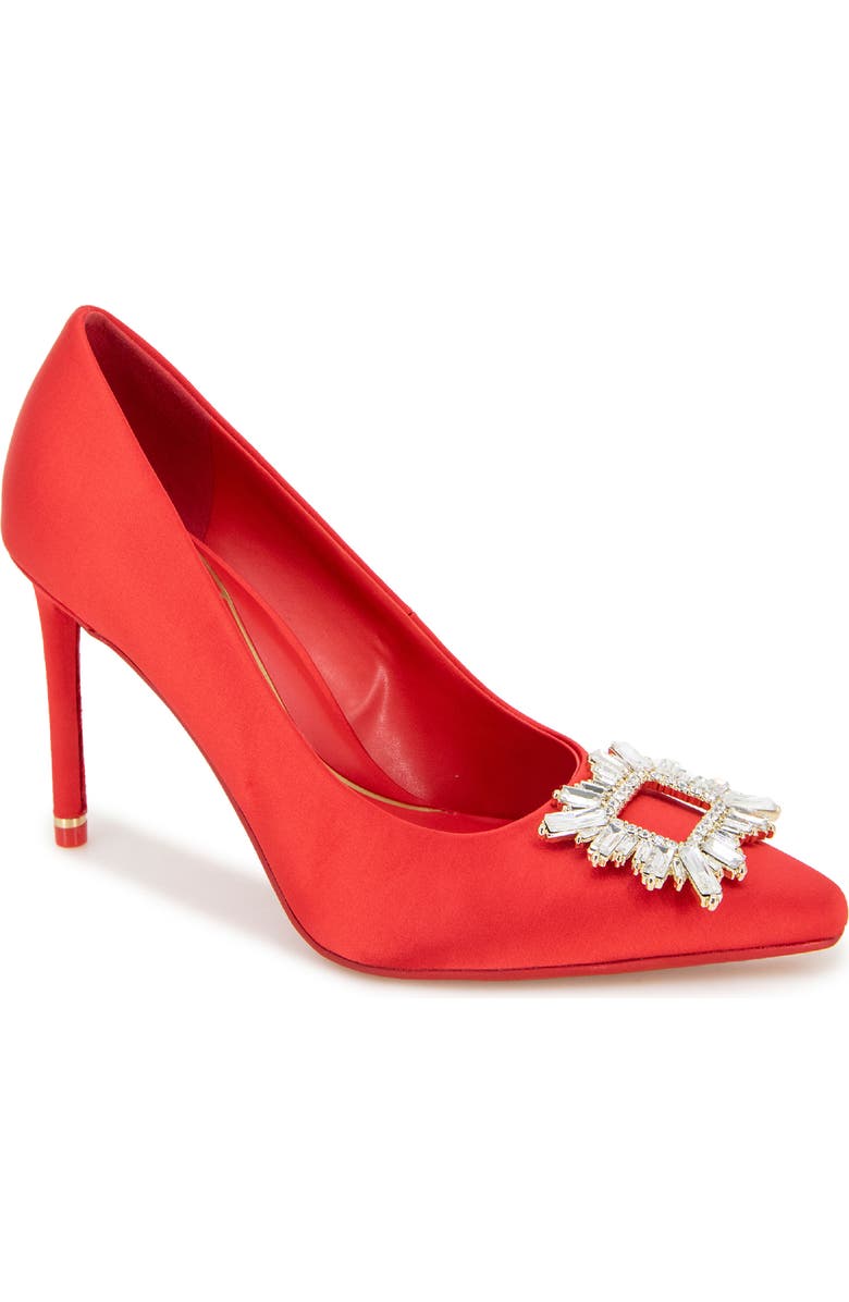Kenneth Cole New York Quinnly Jewel Pointed Toe Pump, Main, color, Fuego Satin