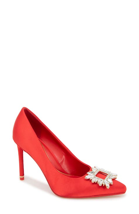 Ladies red high heels best sale