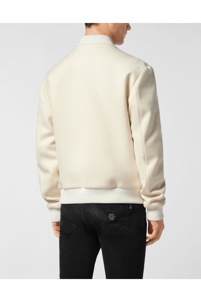 Wool Bomber With Transparent Strass Men, Alternate, color, OffWhite
