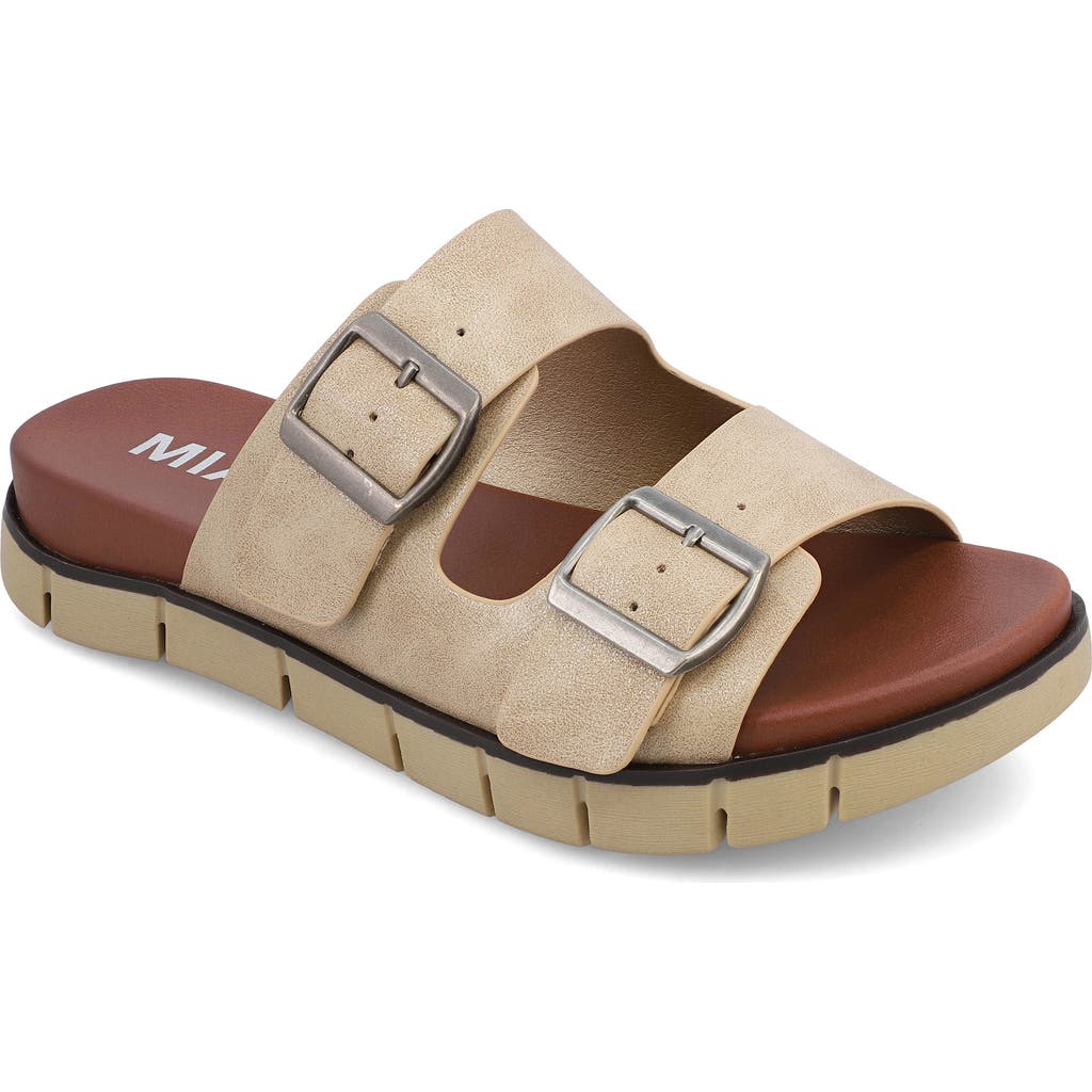Mia Esei Slide Sandal In Dusty Soft Gold