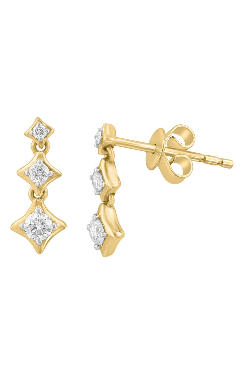 EFFY 14K Gold Plated Sterling Silver Diamond Drop Earrings, Alternate, color, Gold