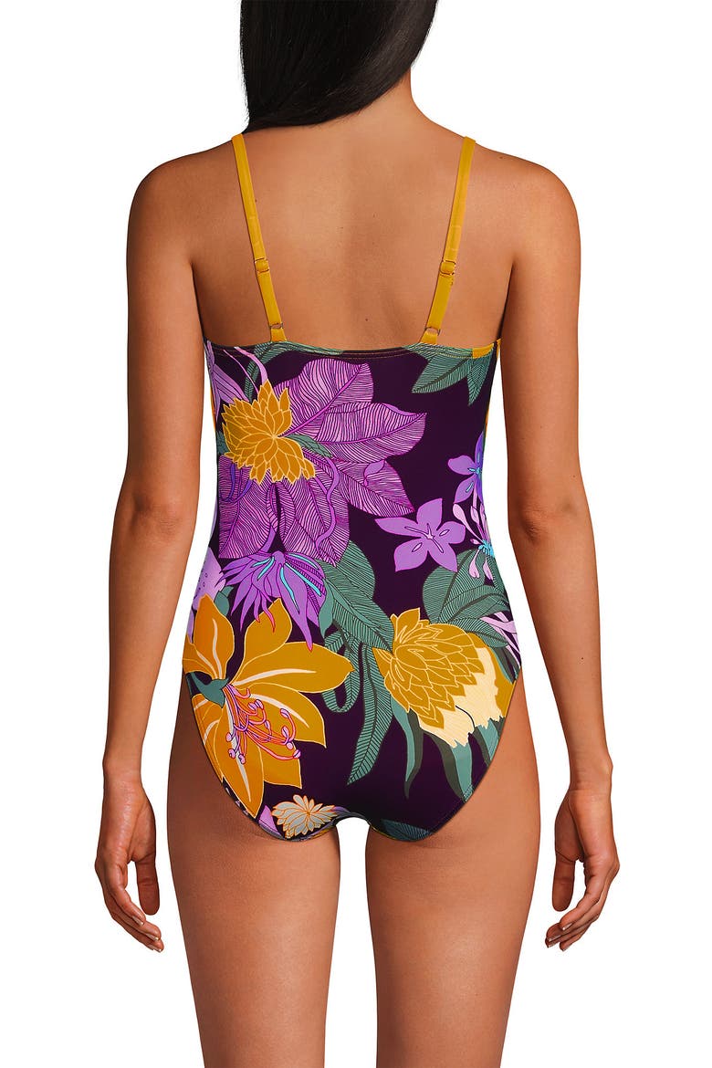O-Ring Monokini One Piece Swimsuit, Alternate, color, Dark Wine Floral Bloom/Mango