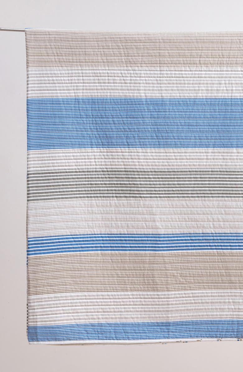 Woven & Weft Stripe Quilt & Sham Set, Alternate, color, Blue / Taupe